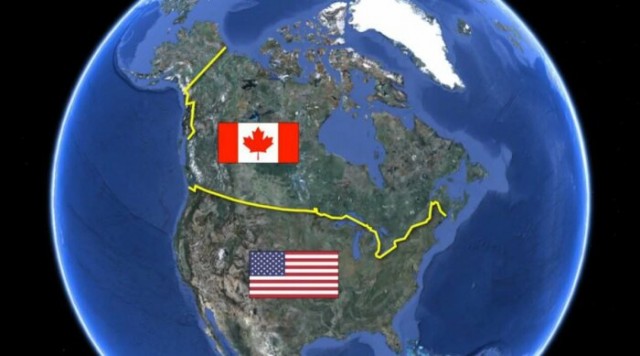 Почему граница между США и Канадой почти идеально ровная? 5 фото и текст