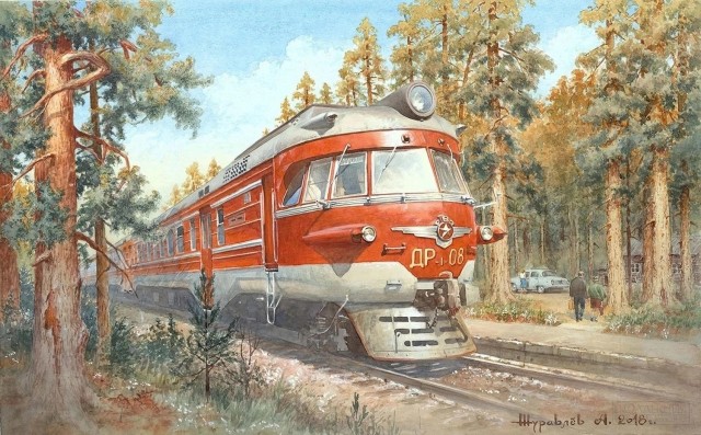 Советский общественный транспорт в прекрасных рисунках Александра Журавлёва, 8 работ