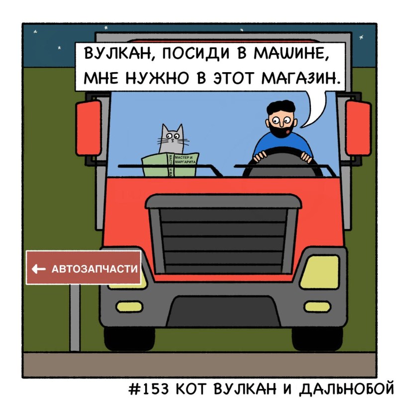 Кот Вулкан и угонщик, комиксы от mycomicssans, 12 картинок